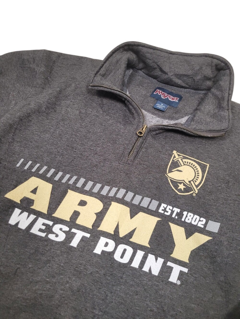 Vintage 90s Jansport West Point Army Quarter Zip Up Grey Sweatshirt Top Size: M